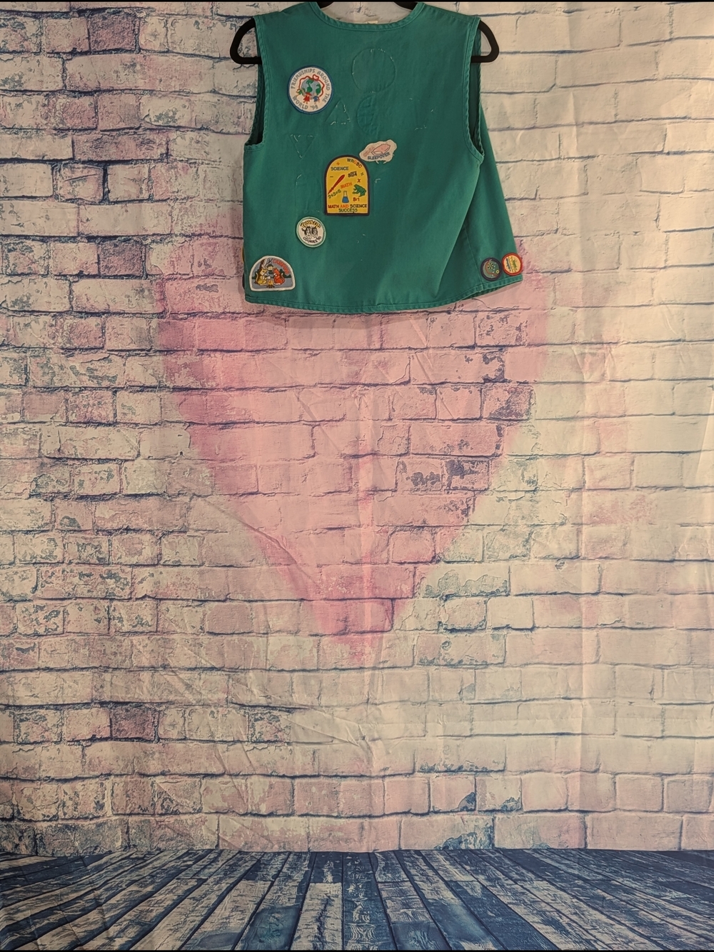 Green Girl Scout Style Vest with Merit Badges - Picture 2 of 2